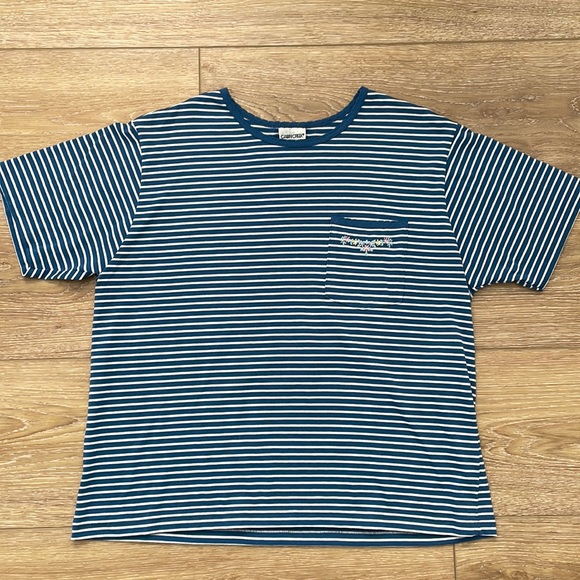 Blue Striped T-shirt with Floral Pocket - Picture 1 of 3